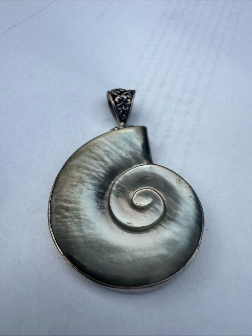 Mother-of-Pearl Shell Spiral Pendant Silver 925